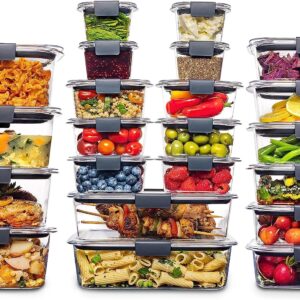 Rubbermaid Brilliance BPA Free Food Storage Containers with Lids, Airtight, for Lunch, Meal Prep, and Leftovers, Set of 22