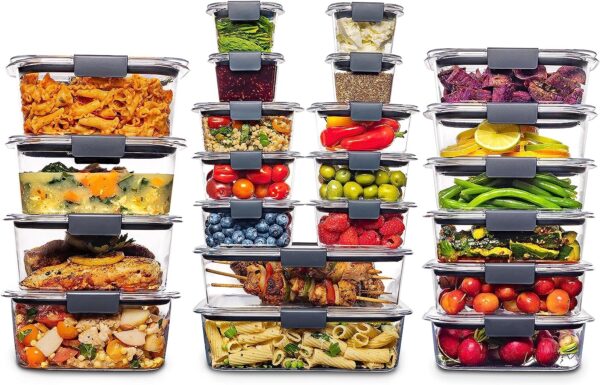 Rubbermaid Brilliance BPA Free Food Storage Containers with Lids, Airtight, for Lunch, Meal Prep, and Leftovers, Set of 22