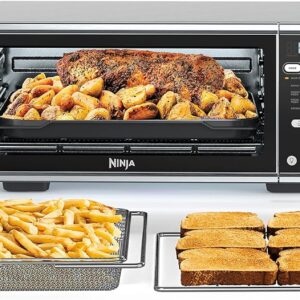 Ninja SP301 Dual Heat Air Fry Countertop 13-in-1 Oven with Extended Height, XL Capacity, Flip Up & Away Capability for Storage Space, with Air Fry Basket, SearPlate, Wire Rack & Crumb Tray, Silver