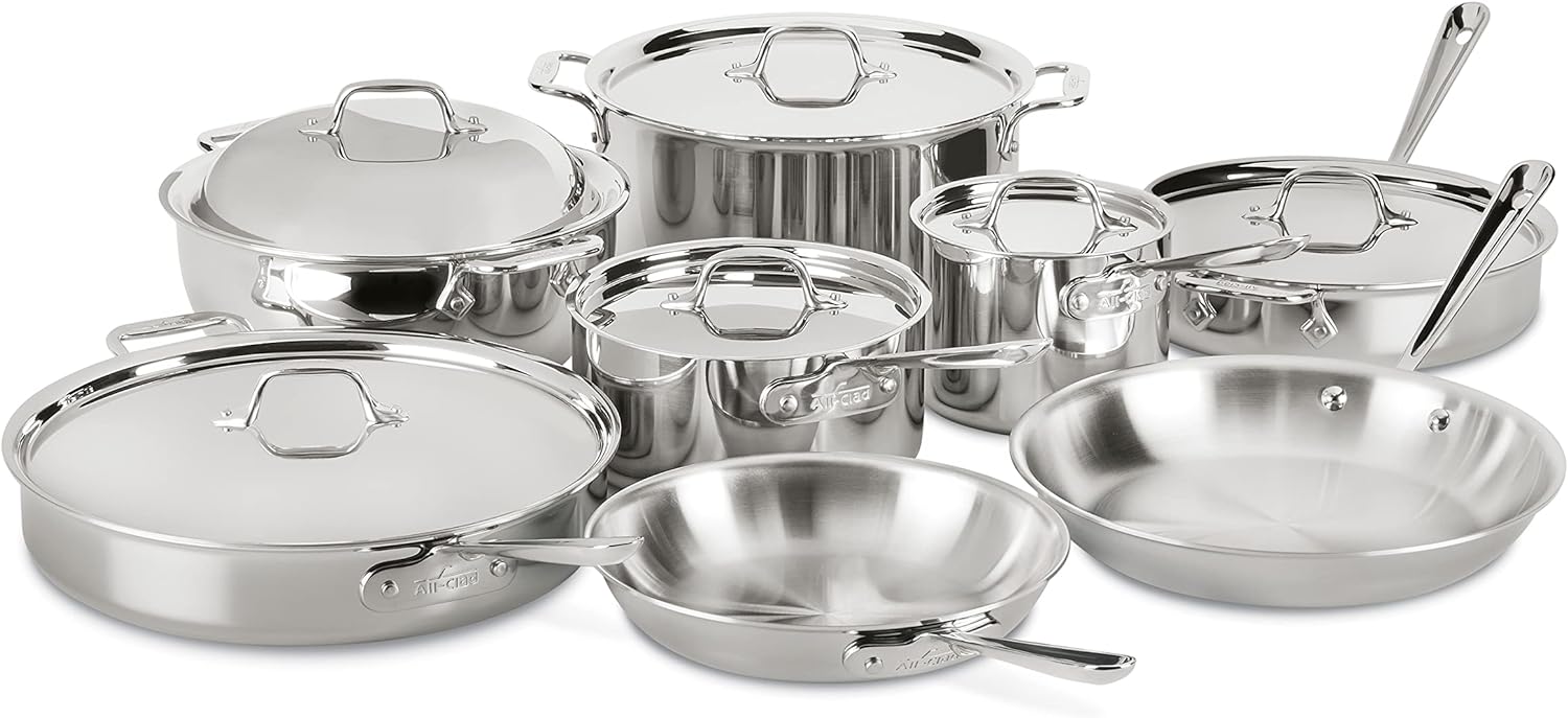 All-Clad D3 3-Ply Stainless Steel Cookware Set 14 Piece