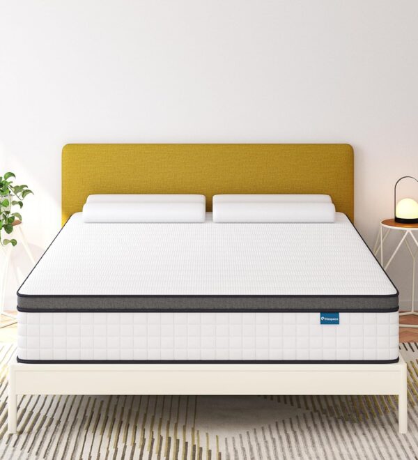 elitespace Queen Mattresses,12 Inch Queen Size Mattress in a Box,Memory Foam Hybrid White Mattress with Provide Support and Improve Sleep Mattresses